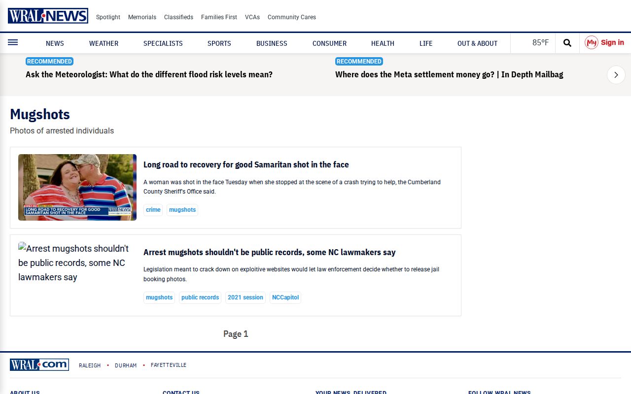 Durham County WRAL crime news and mugshot coverage page